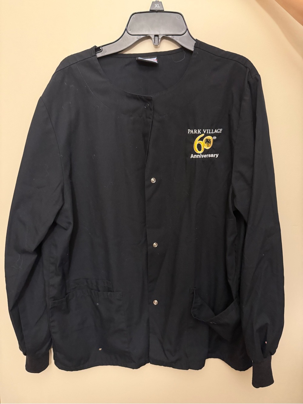Cherokee Black Lightweight Scrub Jacket with Embroidered 60th Logo